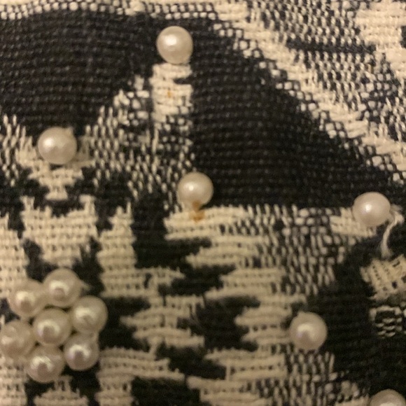 Vintage Pearl Beaded Black White Tapestry Grandpa Vest Star Festive M - Picture 11 of 12